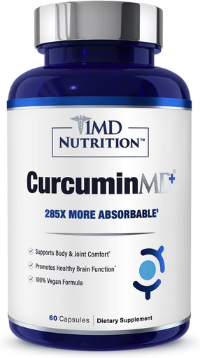 [BRSWGBL6B4NGAHLJ] 1MD Nutrition CurcuminMD Plus - Turmeric Curcumin with Boswellia Serrata - 285x More Absorbable | Joint Stiffness, Muscle Recovery, and Mood Support | 60 Capsules