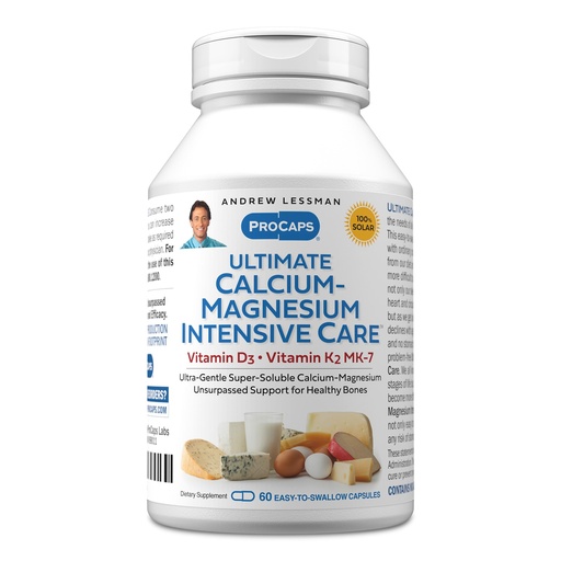 [BRSWGZL5DMFWCFD2] ANDREW LESSMAN Ultimate Calcium-Magnesium Intensive Care with Vitamin D3 & K2 MK7-120 mcg - 60 Capsules – Bone and Skeleton Health Essentials. Gentle, Easy to Swallow, Super Soluble. No Additives