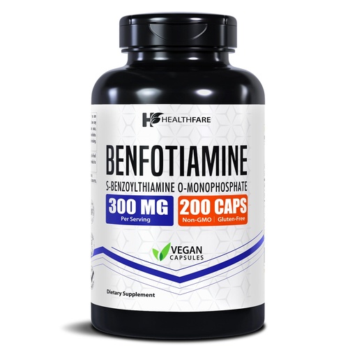 [BRSRMZIKB55W2C3U] Healthfare Benfotiamine 300mg | 200 Veg Capsules | Enhanced Absorption | Supports Overall Health | Increased Bioavailability
