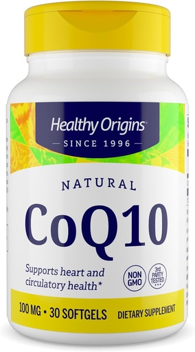 [BRSWIYT3OYIBCFQ3] Gesunde Origins® CoQ10 100 mg – Natürliches Trans-Isomeres Ubichinon – Hefe Fermented, unterstützt Herzgesundheit & Zelluläre Energie – Non-GMO 30 Softgels