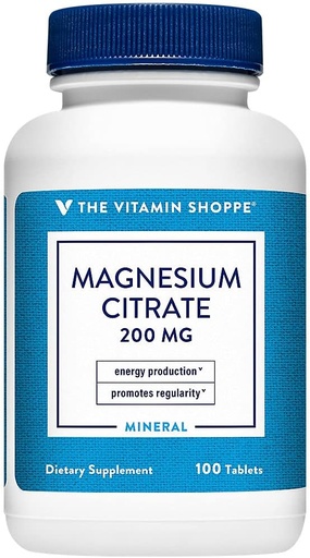 [BRSWIYTYOEDRODL6] Magnesium Citrate 200mg Tablets, Magnesium Supplement as Citrate for Muscle Relaxation - Nerve, Heart eta Muscle funtzioa onartzen ditu - Energia Ekoizpena bultzatzen du (100 Tablet)