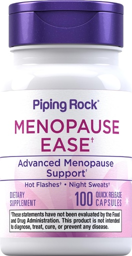 [BRSRMHD7B4FWY2YY] Piping Rock Menopause Ease Supplement | 100 Capsules | Advanced Support for Women | with Black Cohosh and Wild Yam | Non-GMO, Gluten Free