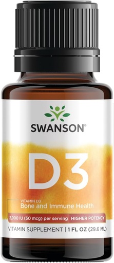 [BRSWIZ3YC5YA2DLE] Swanson Vitamin D3 Liquid Drops 400 Iu (50 mcg) 1 fl Ounce (29.6 ml) Liquid