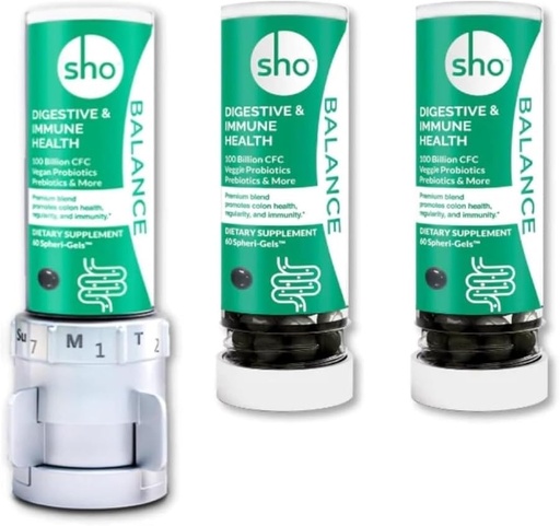 [BRSW2AT4BV5GM2TU] SHO Balance 100 Billion CFU Prebiotics & Probiotics for IBS, Bloating, Constipation, Digestive Health, Gut Health & Weight Loss Vegan Supplement for Women & Men with 2 Refill Bottles