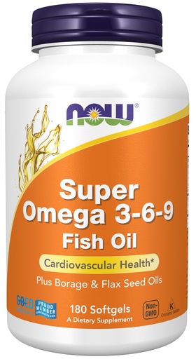 [BRSWIY32BQOAEEQ3] NOW Foods Supplements, Super Omega 3-6-9 1200 mg with a blend of Fish, Borage and Flax Seed Oils, 180 Softgels