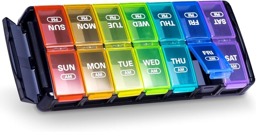 [BRSROCAYCF5RYHLX] Sukuos Weekly Pill Organizer 7 Day 2 Times a Day, Quick Fill Daily Pill Box (AM PM), Arthritis Friendly Extra Large Pill Cases for Vitamin/Fish Oil/Supplements