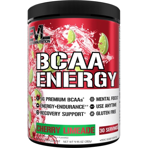 [BRSWKFIACN5GCC3M] EVL BCAAs Amino Acids Powder - BCAA Energy Pre Workout Powder for Muscle Recovery Lean Growth and Endurance - Rehydrating Post Workout Recovery Drink with Natural Caffeine - Cherry Limeade