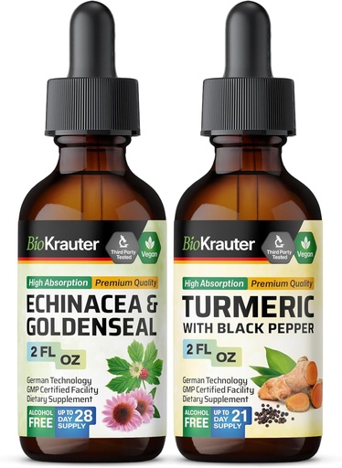 [BRSRAGL3O4HAEGY2] Echinacea con Goldenseal Tintura 2 Fl. Oz. & Turmeric Tincture 2 Fl. Oz.