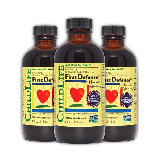 [BRSWK23YDENA4DDK] CHILDLIFE ESSENTIALS First Defense Immune Support, 4 Fl Oz (Pack of 3) | Kids Immune Support, Toddlers 1-3, Babies 6 Months+, Vitamin Syrup, Elderberry, Zinc, Non GMO, Gluten Free