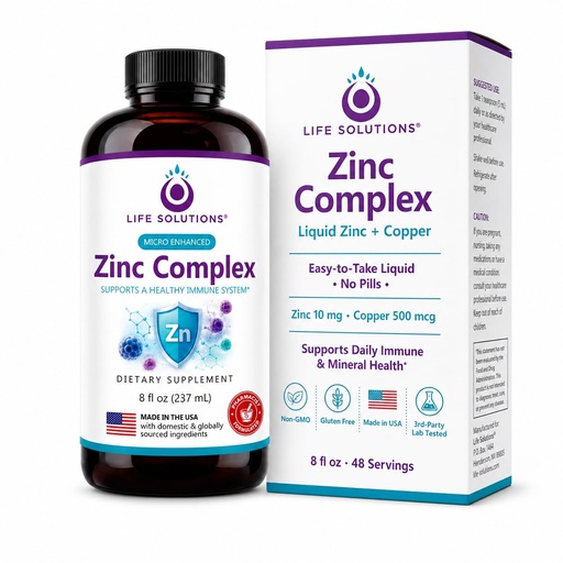 [BRSWIHYBOYGRU3QV] Life Solutions Liquid Zinc Supplement with Copper, Zinc Gluconate & Copper Gluconate, Zinc Complex for Daily Mineral Support, No Pills, Non-GMO, 8 fl oz, 48 Servings