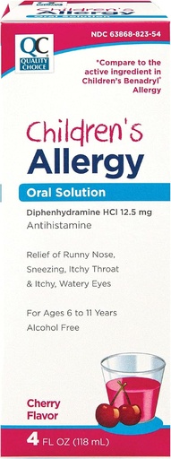 [BRSW2AIHOIBQGD3J] Quality Choice Children's Allergy Medicine, Non-Drowsy Liquid Antihistamine Solution. Alcohol Free Cherry Flavor Active Diphenhydramine for Cough, Runny Nose, Itching Eyes & Throat Relief 4 oz