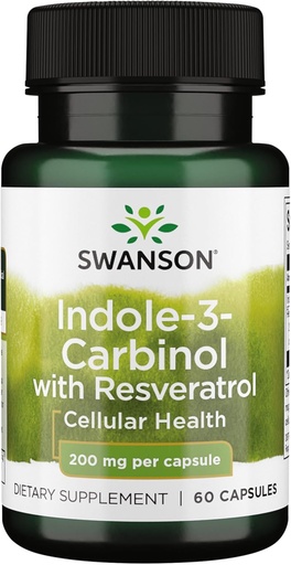 [BRSWIY36BR7GAAIZ] Swanson Indole-3-Carbinol với Resveratrol - 3C Phụ dự phòng tế bào - Phụ tự nhiên để duy trì cân bằng Healthy Hormon - (60 Capsules, 200mg)