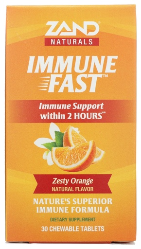[BRSWGCQ7PIPBE2DV] Zand Immune Fast Zesty Orange Chews | Boosts Immune Response & Cell Activity w/EpiCor*, Echinacea, 30 Tablets, 10 Serv.