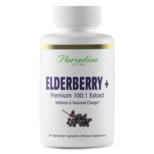 [BRSWY2QCOUIAEETH] Paradise Herbs Elderberry with Zinc Extract, Supports Body's Natural Defenses, Super Potent, Ultra Pure, Vegan, Non GMO, Gluten Free, 60 Vegetarian Capsules