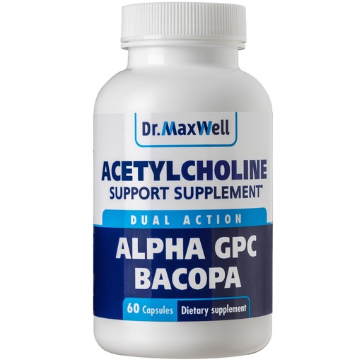 [BRSWYHYPB55WCDT5] Dr. Maxwell Acetylcholine, Alpha GPC Choline 600mg + Bacopa, Better Than Each Alone. More Reliable Acetylcholine (Supports Memory & Learning) Supplement, 60 Capsules