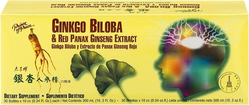 [BRSWIYTYOUNWOHLM] Prince of Peace Ginkgo Biloba y Red Panax Ginseng Extracto,30 botellas 0.34 oz