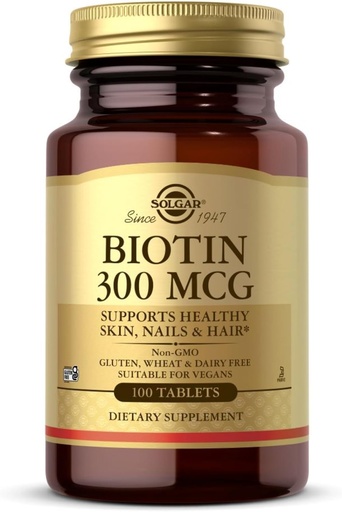 [BRSWIYQTPMPA23I7] Solgar Biotin 300 mcg - 100 Tablets - Supports Healthy Skin, Nails & Hair - Non-GMO, Vegan, Gluten Free, Dairy Free, Kosher - 100 Servings