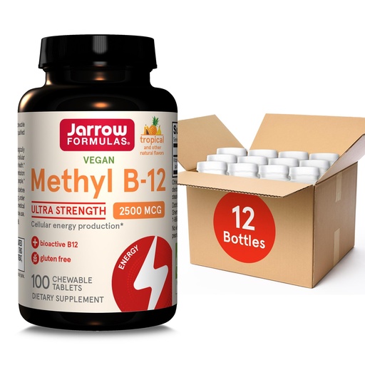 [BRSRMBD6BEFBSYIZ] Jarrow Formulas Ultra Strength Methyl B-12, Dietary Supplement for Cellular Energy Production, 100 Tropical-Flavored Chewable Tablets, Up to a 100 Day Supply, Pack of 12