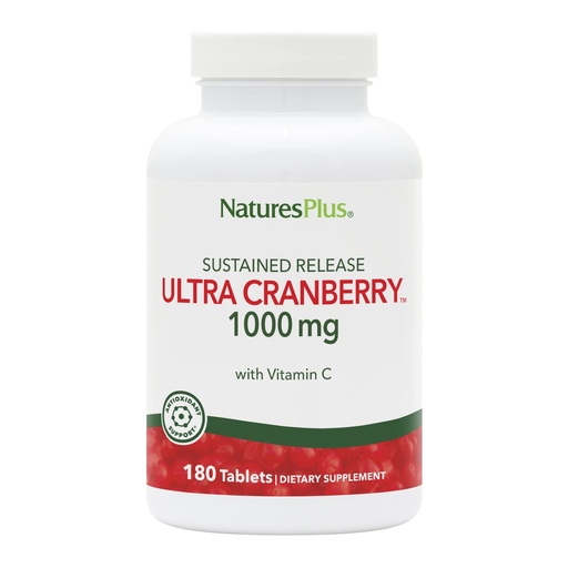 [BRSWIYI7CMDR6ALM] NaturesPlus Ultra Cranberry, Sustained Release - 1000mg, 180 Tablets - with Vitamin C - Vegetarian, Gluten Free - 90 Servings