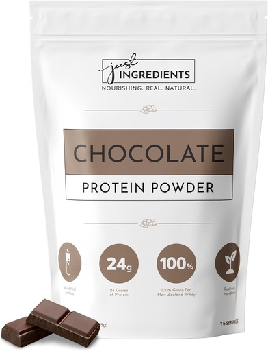 [BRSROCA2A5YWYHLK] JUST INGREDIENTS Protein Powder | 15 Servings | 24g Protein | Cioccolato Flavor Made with 100% Grass-Fed, Non-Denatured Whey | Cinque diverse fonti di ingredienti alimentari integrali organici