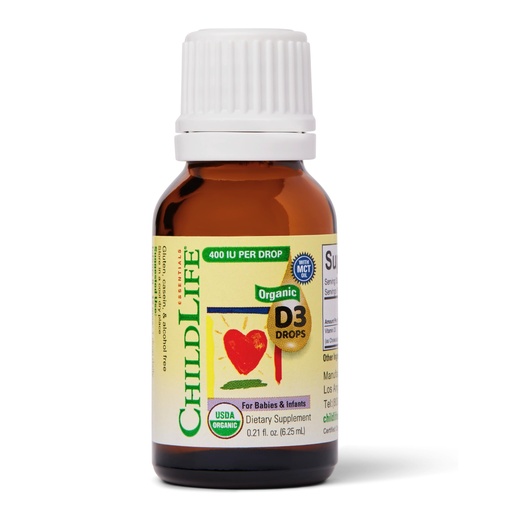 [BRSROAD7B4OQECTK] CHILDLIFE Essentials Organic Vitamin D3 Drops for Infants & Newborns - Baby Vitamin D Drops, 400 IU per Liquid Drop, Immune & Bone Health Support, USDA Organic, Flavorless - 0.21 Fl Oz (1 Pack)