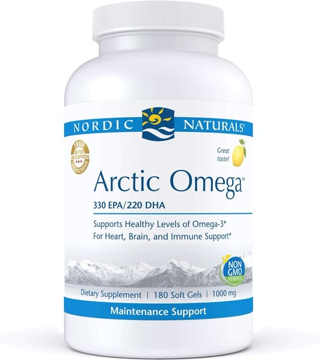 [BRSWGED2DIPB4HIU] Nordic Naturals Pro Arctic Omega- Fish Oil, 330 mg EPA, 220 mg DHA, Helps Maintain Healthy Omega-3 Levels for Heart, Brain, and Immune Support*, 180 Soft Gels