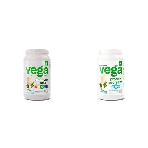 [BRSROAIKCV5QYETO] Vega Organic All-in-One Vegan Protein Powder & Protein and Greens Protein Powder, Vanilla - 20g Plant Based Protein Plus Veggies