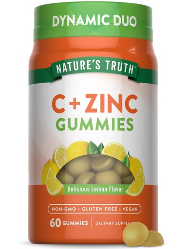 [BRSWYFD3CABWAH3U] Nature's Truth Vitamin C Gummies with Zinc for Adults | 60 count | Immune Support | Vegan, Non GMO & Gluten Free Supplement