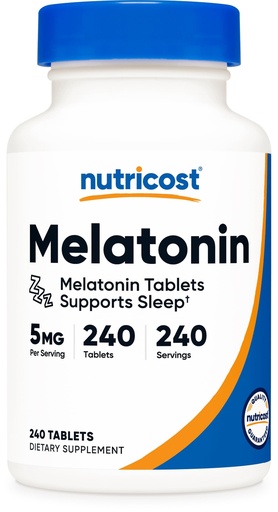 [BRSW2ZAHOYPGOFL3] Nutricost Melatonin 5mg, 240 Tablets - 5mg Per Serving, Non-GMO, Gluten Free