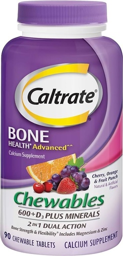 [BRSWIYYOOQMBECDC] Caltrate Calcium & Vitamin D3 Supplement 600+D3 Plus Minerals Chewable Tablet,90 Count (Pack of 2)