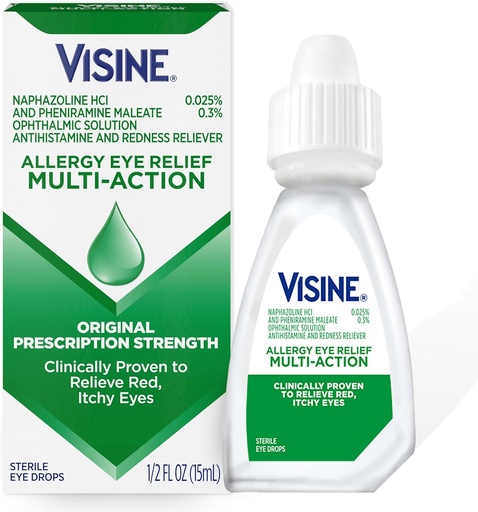 [BRSWGAIBB57ROEI3] Visine Allergy Eye Relief Multi-Action Antihistamine & Redness Reliever Eye Drops with Pheniramine Maleate & Naphazoline HCl, Allergy Eye Drop Treatment for Red, Itchy Eyes, 0.5 fl. oz