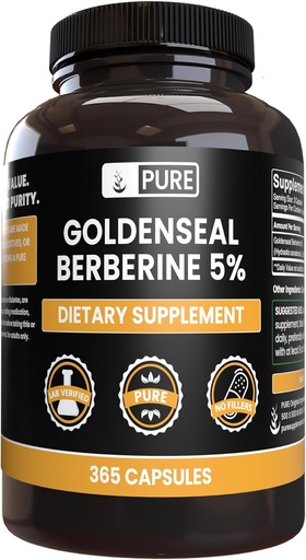 [BRSROFI2B4IGEADU] PURE ORIGINAL INGREDIENTS Goldenseal Berberine No Magnesium Or Rice Fillers, Always Pure, Lab Verified (365 Count)