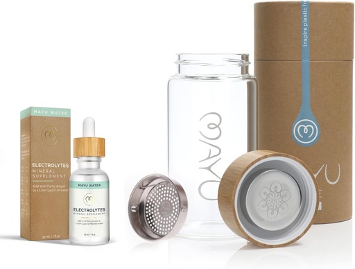 [BRSROCYBAV5RMGQZ] MAYU Electrolyte Water Drops + 0.5L Water Bottle with Bamboo Lid | Electro Spirit Bundle