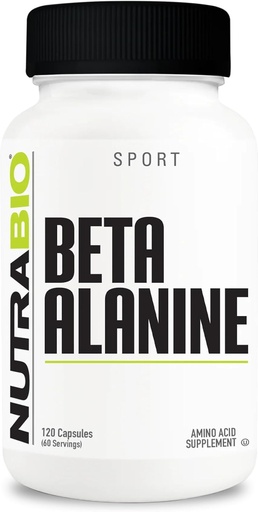 [BRSROAYQBAMQI3DF] NutraBio Beta-Alanine Supplement, 800mg - Gluten-Free Pre-Workout Supplement to Buffer Lactic Acid, Muscle Fatigue, and Soreness, 120 Capsules