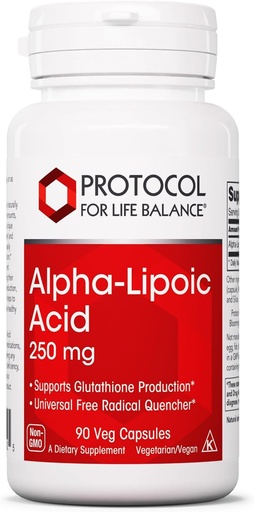 [BRSWIE3YAUOWAHQ5] PROTOCOL FOR LIFE BALANCE Alpha-Lipoic Acid Supplement - 600mg ALA - Oxidative Stress Quencher, Blood Flow & Heart Health - Kosher & Dairy Free - 60 Veg Capsules
