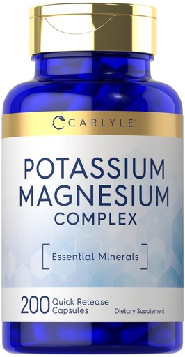 [BRSROCAQCEIBM2Y3] Carlyle Potassium Magnesium Supplement | 200 Capsules | Non-GMO & Gluten Free Complex