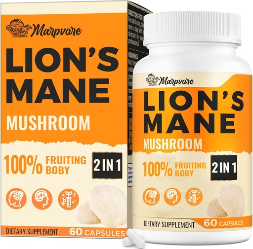 [BRSRA2YYCAOWGEIU] 50X Potency Brain Integratori per Memoria e Focus - 1400mg Lions Mane Supplemento capsule | Natural Nootropics Brain Supplemento per Cognitivo, Clarity, Concentrazione & Energy - 60 Capsule