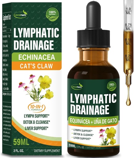[BRSROA3ROUDQKCY2] Cleavers Lymfatic Drainage Drops Enhance Lymph System Detox Cleanse, Echinacea, Milk Thistle, Cats Claw, Turmeric, Voikukka, Burdock Immune Tuki täydentää. 2oz