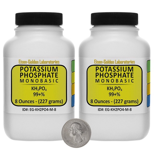 [BRSWKZQACV7RQDAZ] Potassium Phosphate Monobasic [KH2PO4] 99+% Fine Crystals 1 Lb in Two Space-Saver Bottles