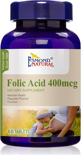 [BRSWGCQRA4DQ4G3F] Folic Acid 400mcg (Terhesség támogatás, Fenntartása egészségügyi funkciók), GMP, Termék assn Certified, Made in USA - 400mcg, 60 tabletta