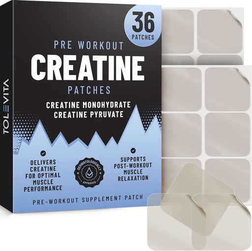 [BRSRAAQCAAPGG2TA] Pre Workout Creatine Patches - 36 Pcs | Creatine Monohydrate & Pyruvate | Energy Support & Muscle Recovery | Easy-to-Use Adhesive Patches for Gym, Fitness, and Active Lifestyles