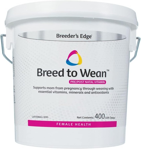 [BRSW2ZLYAQDRAYD3] Breeder's Edge Breed to Wean, Prenatal och Postnatal Multivitamin för hundar och katter, stöder gravida och omvårdande mammor, ger antioxidanter, vitaminer och mineraler, 100 ct för katter och små hundar
