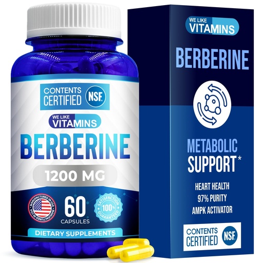 [BRSRMZQPABYREDLO] NSF Certified Berberine Supplement, 1200mg, Pure Max Strength Berberine HCL - 60 Vegetarian Capsules (Gluten Free, Non GMO) - 30 Servings by WeLikeVitamins