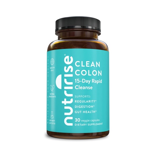 [BRSWGEA7DEAWMFLL] NutriRise 15 Day Quick Colon Cleanse for Gut Health - Digestive Support with Probiotics & Fiber for Constipation, Regularity & Bloating, Sugar & Gluten Free