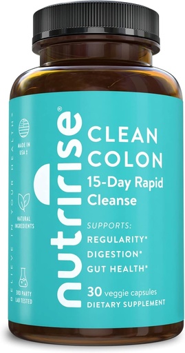 [BRSWGEA7DEAWMFLL] NutriRise 15 dagen Quick Colon Cleanse voor Gut Health - Digestieve ondersteuning met Probiotica en vezel voor constipatie, Regularity & Bloating, Sugar & Gluten Free