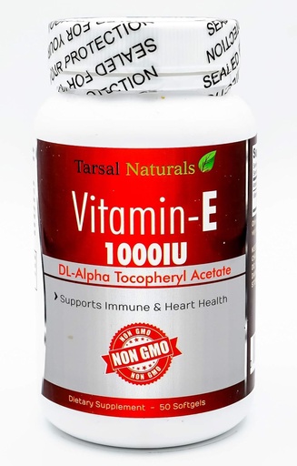 [BRSWGHA5BAFBA33F] Vitamin E 1000 IU 50 Softgel Capsules Naturals Support Over All Health Energy Health Physical Activity Made in USA Gluten Free FDA Registered Facility cGMP Non GMO
