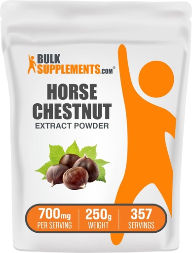 [BRSWKFIOAQMR63TU] BulkSupplements.com Horse Chestnut Extract Powder - Horse Chestnut Supplement, Herbal Supplement - Gluten Free, 700mg per Serving, 250g (8.8 oz) (Pack of 1)