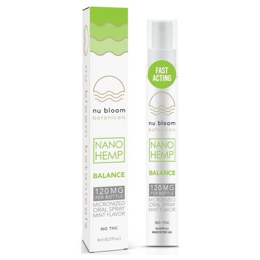 [BRSWYYY2BZ5BMYAV] Nu Bloom Stress Relief Spray - Hemp Oral Spray with Nano Hemp, Vitamin E and Essential Oils - Fast-Acting Immune System Support - 120mg, 8mL, Made in USA