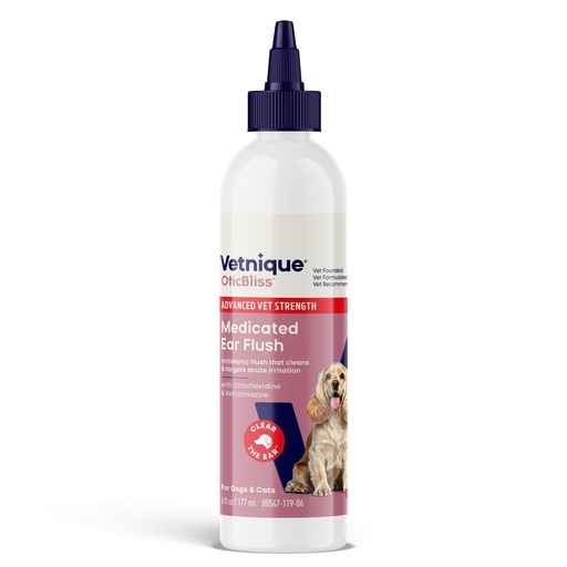 [BRSRAZD2BYBB4F3L] Vetnique Oticbliss Advanced Strength Dog Ear Infection Treatment Flush, Antiseptic Cat & Dog Ear Cleaner Solution Medicated with Chlorhexidine & Ketoconazole Helps with Ear Yeast (6oz Flush)