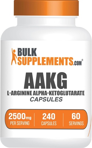 [BRSROAATCVYBOHTF] BulkSupplements.com AAKG Capsules - L-Arginine supplement, Nitric Oxide supplement - Gluten Free, 4 Capsules per Serving, 240 count (Pack of 1)